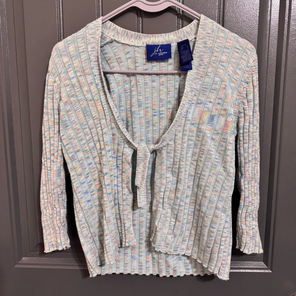 JH Collectibles Y2K Women's Colorful Pastel Sweetheart Babydoll Cardigan